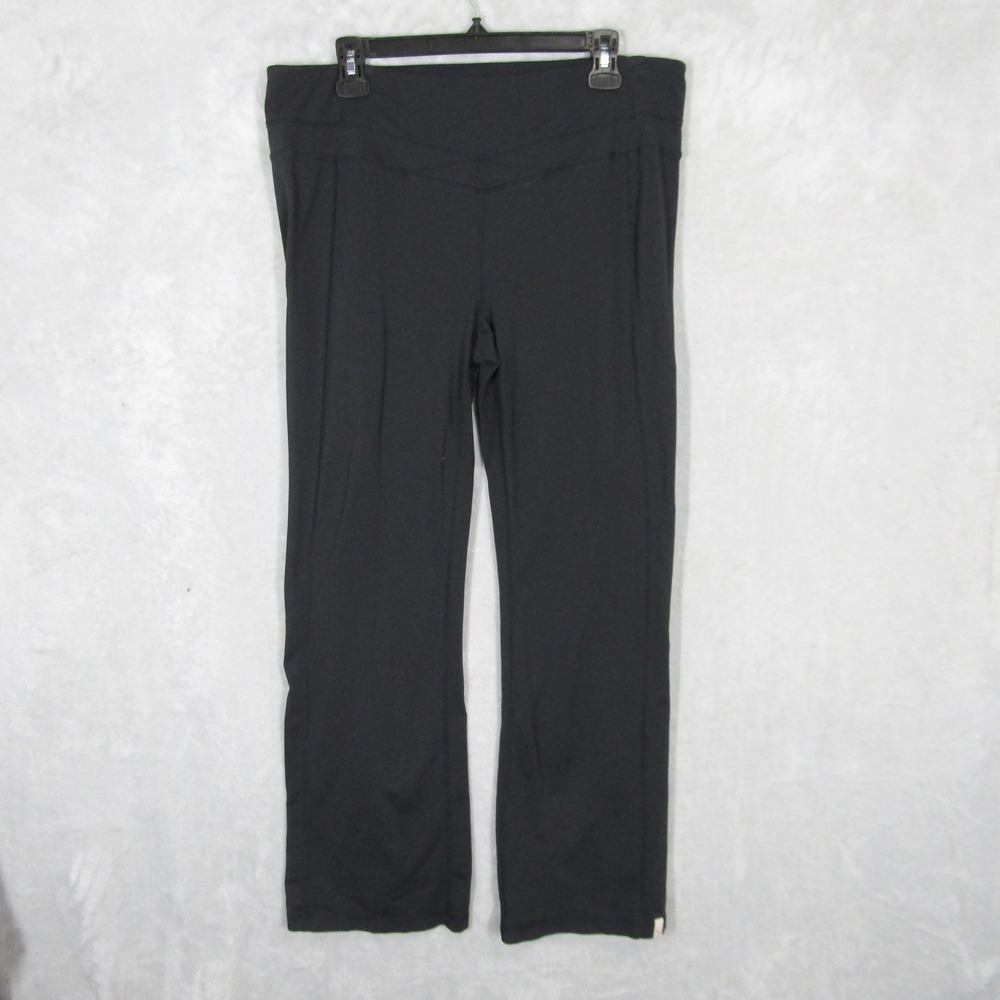 prAna Womens XL Short Black Yoga Pants Straight Leg Back Pockets Activewear